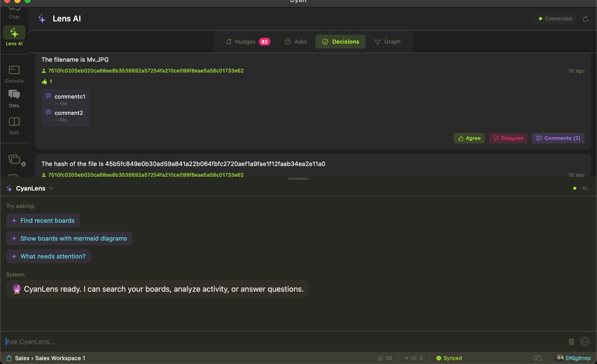 Ask CyanLens — natural language queries across your workspace